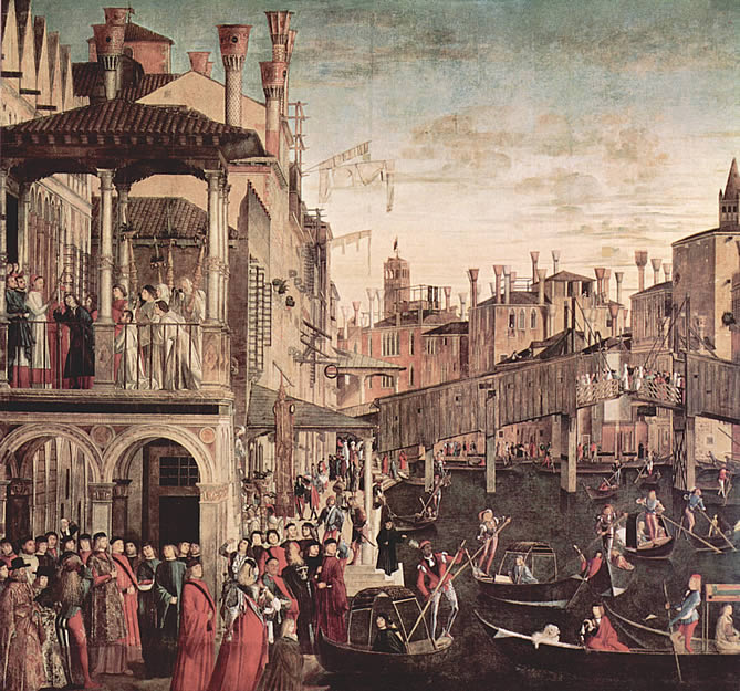 Le pont du Rialto par Carpaccio à la fin du XVème siècle